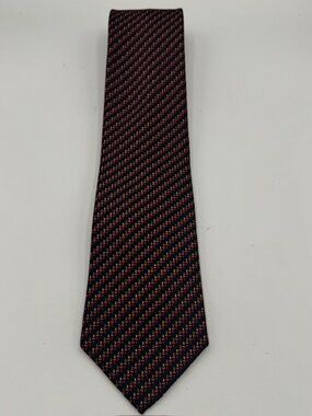 Brioni Luxury Silk Tie Black and Red Geometric Design